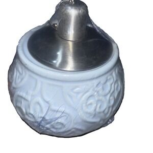 Light blue Ceramic oil lamp burner With Lid